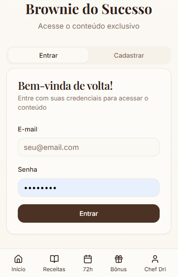 Visual do aplicativo Brownie do Sucesso